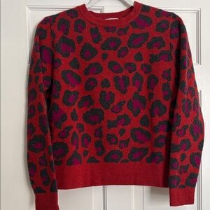 Vibrant Red Leopard Print Sweater
